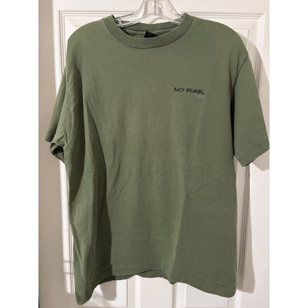 Vintage 90s No Fear Shirt Green Sz L Second Place First Loser SS